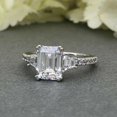 thumbnail image 3 of HeartsAndYou Accent Solitaire Engagement Ring for Women 2.3ct Emerald Cut Moissanite 18k White Gold over Silver, 3 of 5