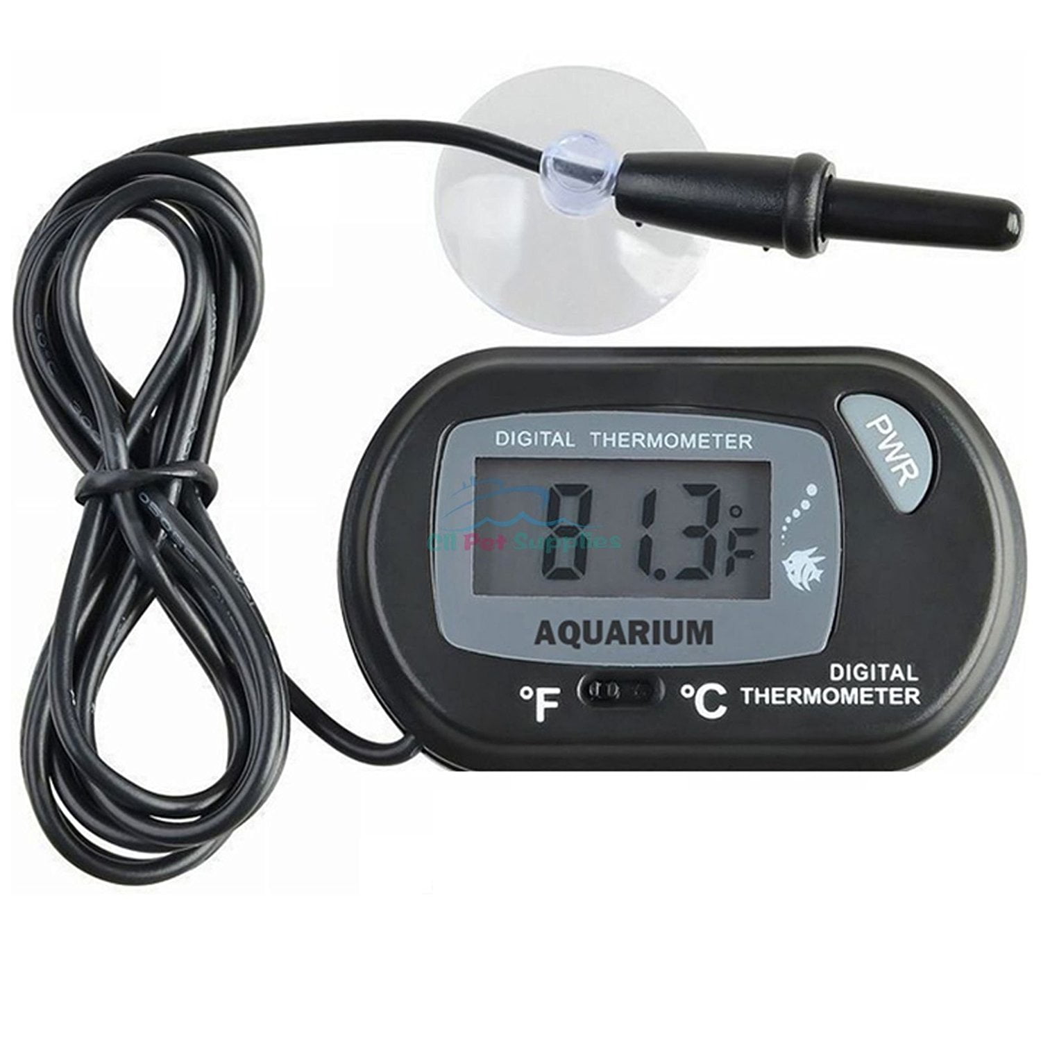 Digital LCD Aquarium Fish Thermometer Water Terrarium Black Free Batteries Polarbears Pet Shop New