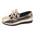 thumbnail image 4 of Dakaela Girls Dress Shoes Square Toe Bowknot Ballet Flats 3T 4T 5T Leather Ballerina Dance Mary Jane for Wedding Party Prom Gold Size 13, 4 of 5