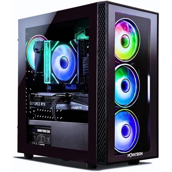 Novatech Phantom Prebuilt Gaming PC Desktop Computer - RX580 8GB - Intel i7 Xeon 3.5GHz - 16GB RAM - 512GB M.2 SSD WiFi/BT, Win 11 - Gaming Computer Tower - Pre Built PC Gaming - 1 Year Warranty