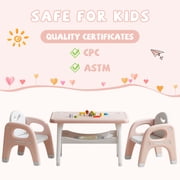 DOREROOM Kids Table and Chair Set, Plastic Children Activity Table with 2 Chairs, Toddler Table and Chair Set for Reading, Drawing, Snack Time, Arts Crafts, Preschool, Gift for Boys Girls