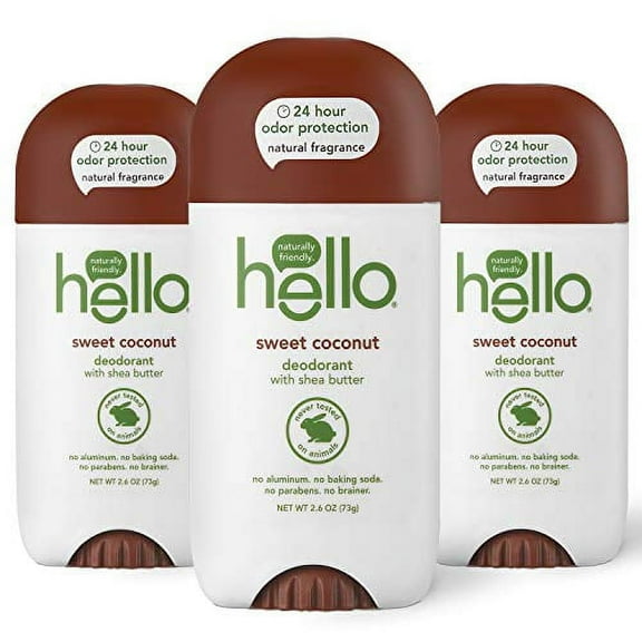 Hello Deodorant with Shea Butter, Sweet Coconut, 2.6 oz, 3 Pack