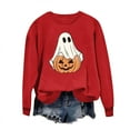 thumbnail image 3 of Womens Sweatshirts Halloween Printed Round Neck Long Sleeved Sweatshirts,Tops for Women Red, 3 of 5