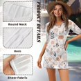 thumbnail image 5 of FKELYI Art Leaf Stone Print Women's Beach Cover Up Half Sleeve Swimsuit Cover-Up Breathable Cover Ups Beachwear Dress with Roun Neck for Lady Summer Vacation Outfits, M, 5 of 6