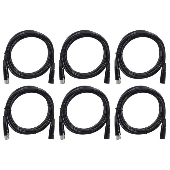 6 Rockville RDX5M10 10' 5-Pin Male-Female DMX Lighting Cables 100% Copper