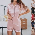 thumbnail image 4 of Women Short Sleeve Pajamas Set Two-piece Nightgown Short-sleeved Loungewear Solid Color Top Shorts for Daily Wear, 4 of 20