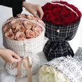 thumbnail image 4 of MesaSe Dessert  Rim 1 Set Flower Rim Highly Pigmented Plaid Design Elegant Ornamental Decorative Cloth Fashion Style Plaid Cake Rim Festival Decor, 4 of 6