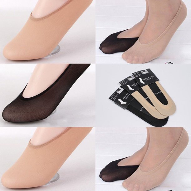 Dress Choice 10 Pairs/Set Women No Show Socks Silky Nylon Ultra Low Cut NonSlip Thin Liner