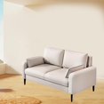 thumbnail image 1 of Sofá moderno Loveseat, cojín cómodo impermeable, futón, sofá cama con patas de madera maciza para el hogar, habitación de invitados, salón, apartamento Beige, 1 of 8