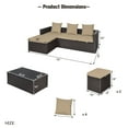 thumbnail image 2 of Gymax 5PCS Patio Rattan Cushioned Conversation Set w/ Ottoman Coffee Table, 2 of 10