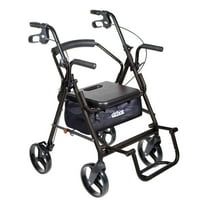 Drive Medical Duet Dual Function Transport Wheelchair Rollator Rolling Walker, Black