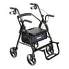 Drive Medical Duet Dual Function Transport Wheelchair Rollator Rolling Walker, Black