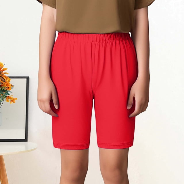 Shorts pour Fillette, Rouges, Élastiques, Décontractés, Tenues d'Été pour Fillette, Vêtements pour Fillette 7-8 Ans