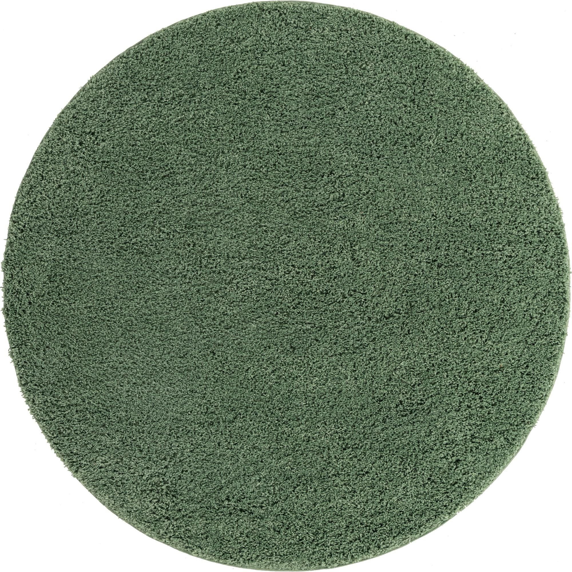 10' Green Transitional Solid Round Shag Area Throw Rug