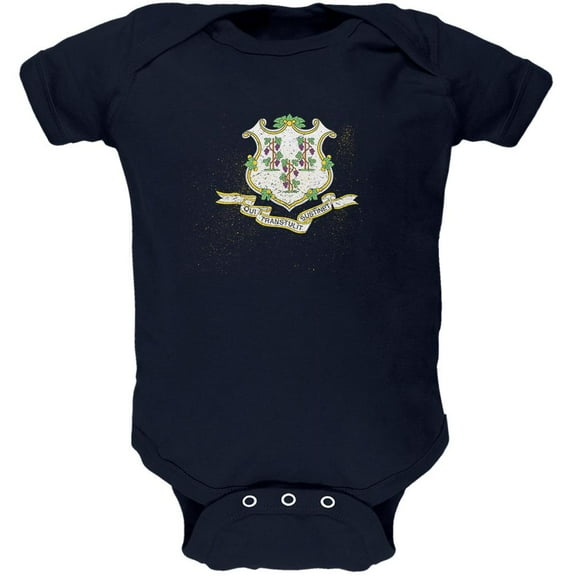 Born and Raised Connecticut State Flag Soft Baby One Piece Navy 0-3 M