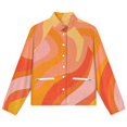 thumbnail image 4 of Jackets for Women Winter Coat Jackets Flannel Stand Collar Jacket(Abstract Orange Swirl Pattern Design,Size:S-4XL), 4 of 7