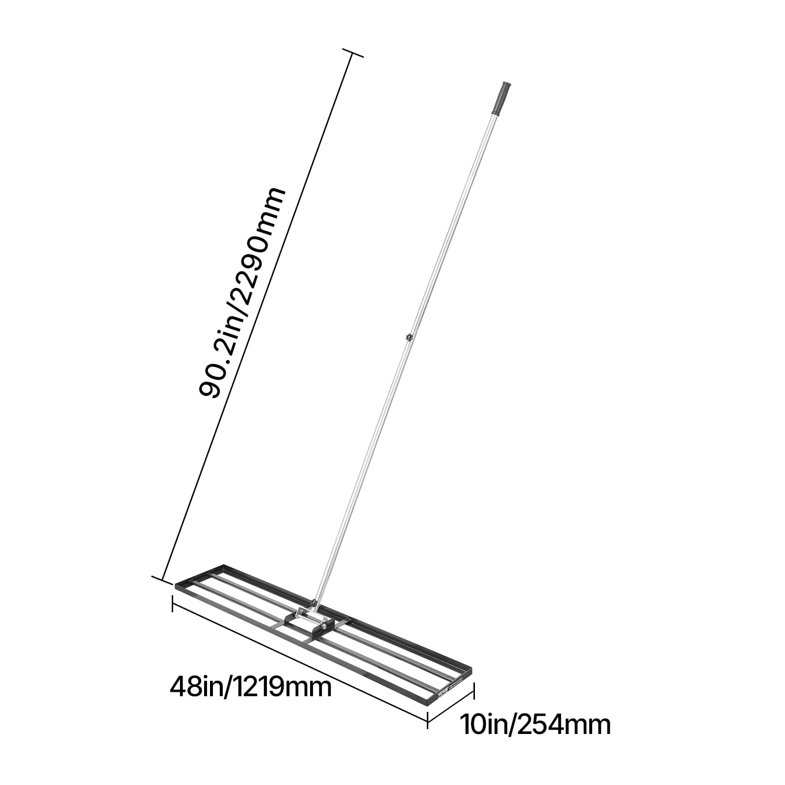 VEVOR Lawn Leveling Rake, Lawn Leveler with 83.9 in Handle, 48x10 in Ground Plate, Rust-Resistant Carbon Steel Soil Leveler, 2 Heights Adjustable, Effort Saving Lawn Leveling Tool