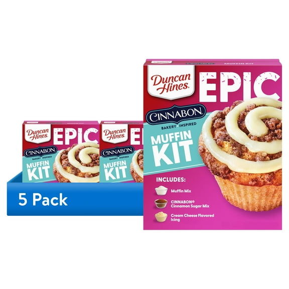 (5 pack) Duncan Hines Epic Cinnabon Bakery Inspired Muffin Kit, 32.34 oz.