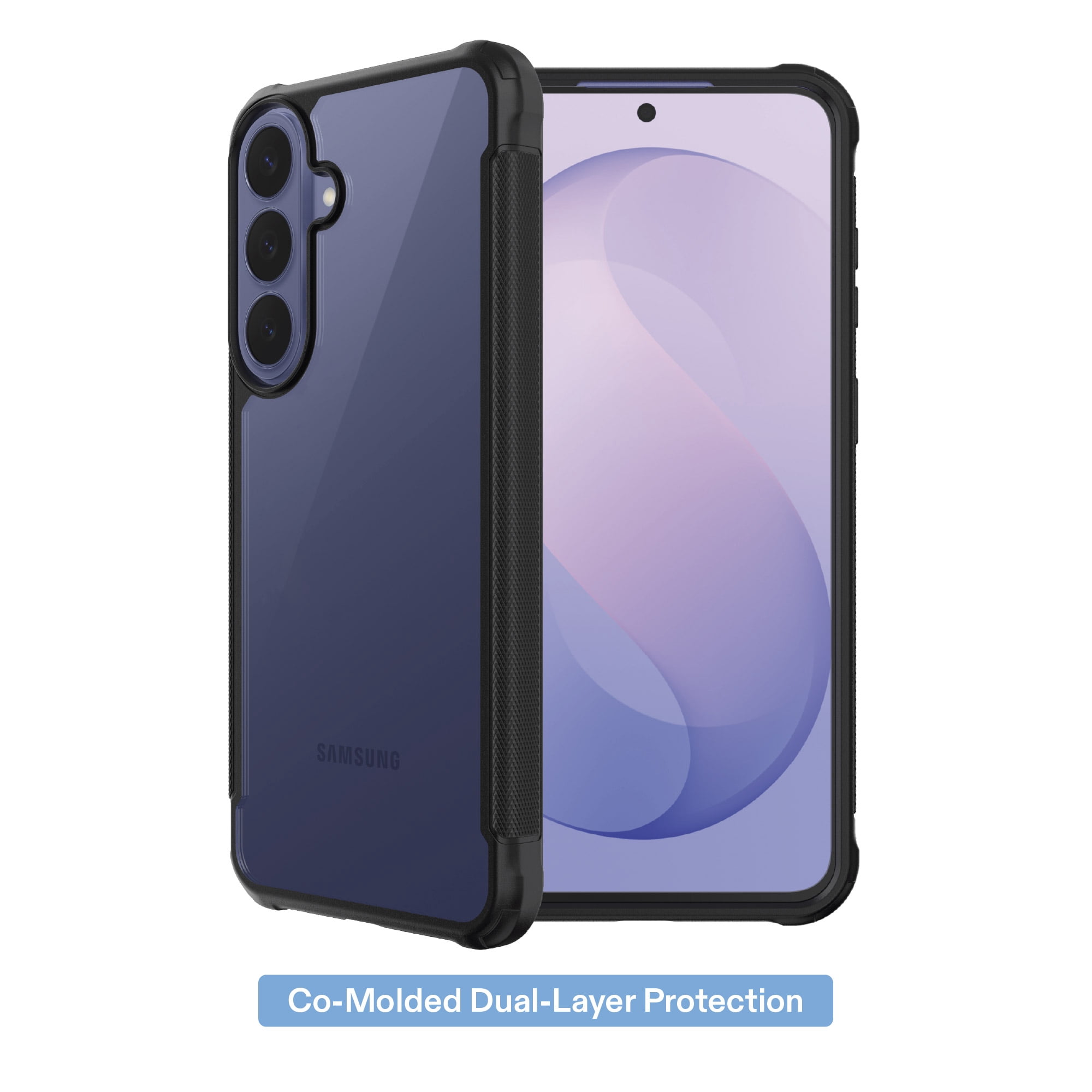 onn Dual-Layer Phone Case for Samsung Galaxy S26 FE / S25 FE - Clear/Black