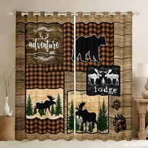 Homewish Wild Animal Moose Black Out Curtains,Country Farmhouse Lodge Curtains Pack of 2 (42x63 Each),Cartoon Bear Paws Bedroom Curtains For Boys Kids,Luxury Bedroom Decor