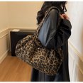 thumbnail image 3 of KKLDOGS Leopard Print Canvas Duffle Bag, Large Capacity Casual Weekender Shoulder Handbag for Travel & Daily Use, 3 of 8