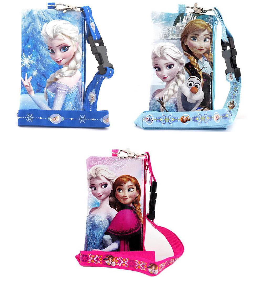 Light Blue Disney Frozen Key Chain Lanyard ID Holder Detachable Coin Purse 