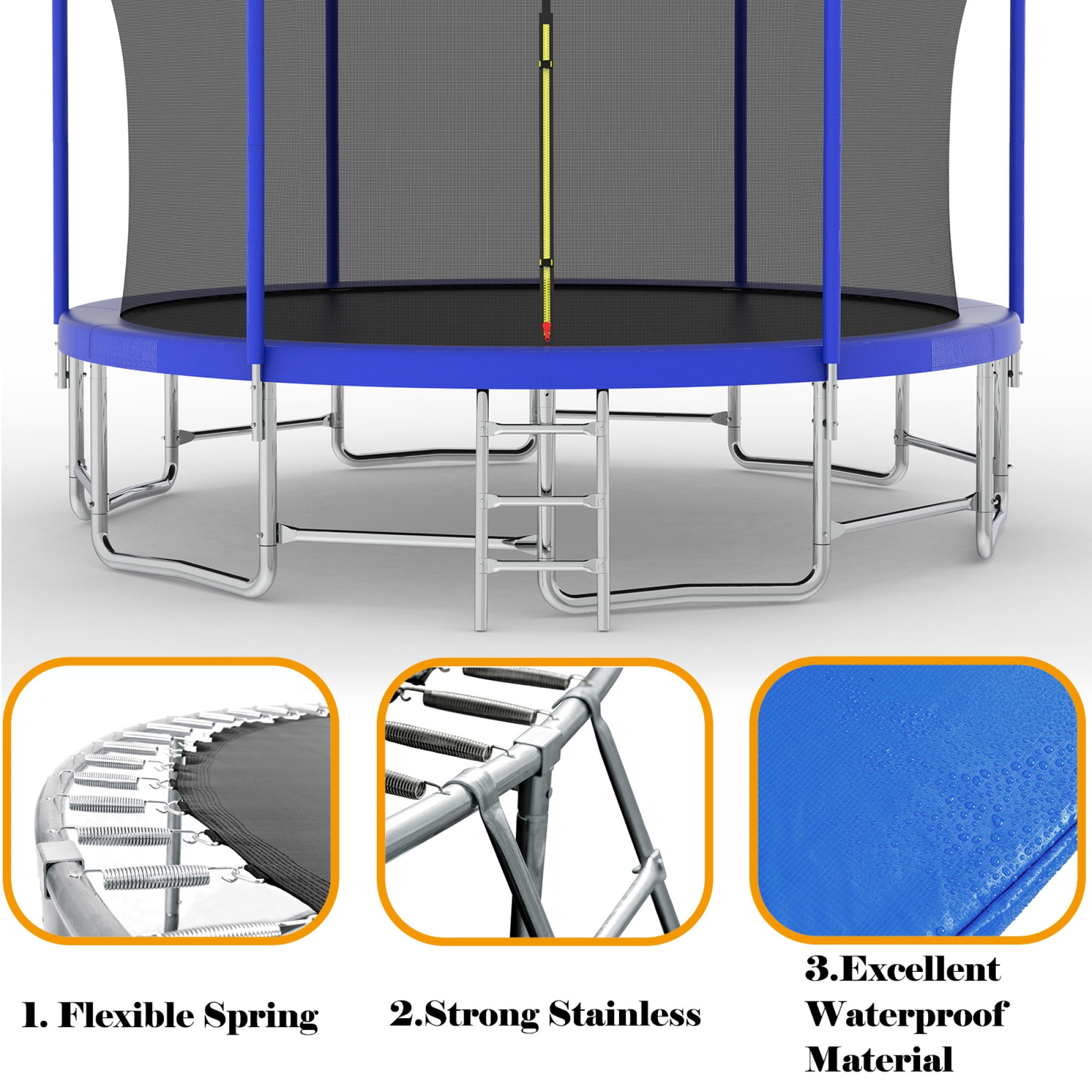Leumius 16FT Trampoline with Basketball Hoop,Heavy-Duty Outdoor Trampoline with Enclosure Net,Upgraded Kids Recreational Trampoline for Kids and Adults,Blue
