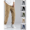 thumbnail image 3 of FOCUSNORM Men Loose Cargo Pants Solid Color Elastic Drawstring Jogger Sweatpants with Pockets Casual Trousers for Streetwear, 3 of 6