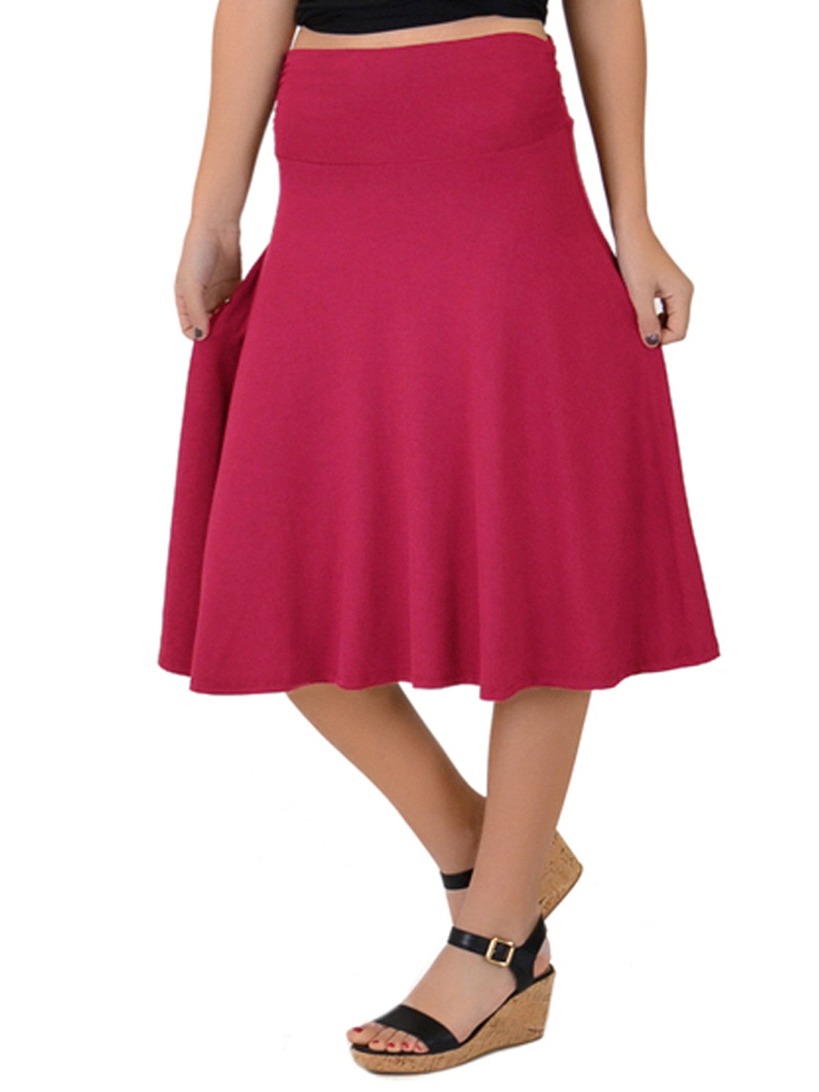 Stretch is Comfort Girl's, Women's and Plus Size Knee Length Flowy Skirt