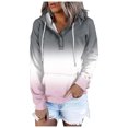 thumbnail image 2 of WEAIXIMIUNG Chandails en Molleton Courts pour Femmes Chandail à Capuchon Automne et Hiver Style de Rue Changeant Progressivement de Couleur Col à Boutons Poche Cordon de Serrage Chandail à Capuchon de Sport Décontracté (2), 2 of 5