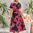 thumbnail image 4 of QIPOPIQ Robes pour Femmes Robe Fluide à Volants Manches Courtes Imprimé Tendance Décontractée Robes d'Été Robe Col Rond Robe Moulante Offres 2023, 4 of 5