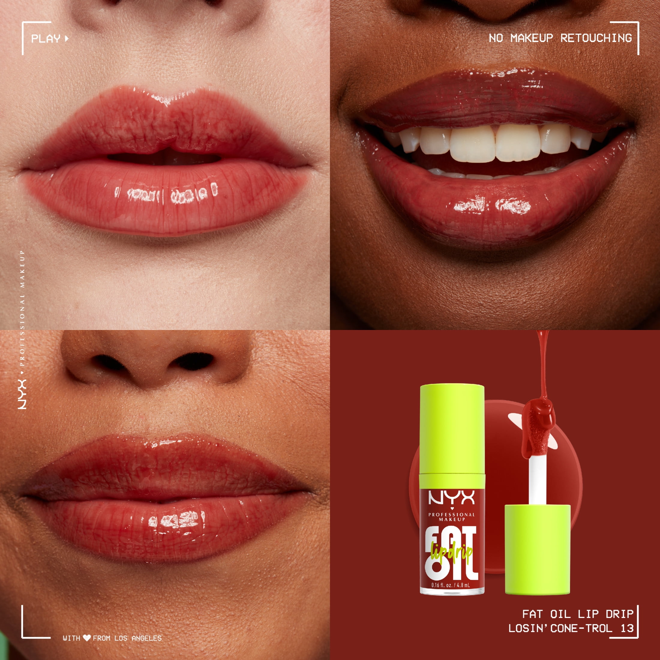 NYX Professional Makeup Fat Oil Lip Drip Lip Oil, 12 Hour Hydration Lip Gloss, Losin Control, 0.16 fl oz