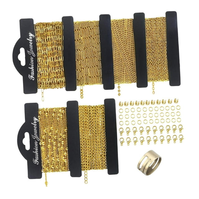 GUOOL Gold Necklace Chains for Jewelry Making Connectors 6 Rolls Simple Link Chain
