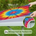 thumbnail image 6 of Colorful Rainbow Tie Dye Spiral Pattern Square Fitted Tablecloth with Elastic Edge,Square Table Cover,Washable Elastic Table Cover for Home Kitchen Party Decor 34"x34", 6 of 6