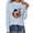 Blue, variant on Womens Long Sleeve Carnival Tshirts Shirts Trendy Plus Size Striped Clown Printed Tops Trendy Crew Neck Loose Fit Tees Black M