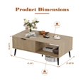 thumbnail image 4 of Coffee Table with Storage, Wooden Coffee Tables with Sliding Door and Solid Wood Legs, 2-Tier Cocktail Table, Mid Century Modern Coffee Table for Living Room, Home, Office, Farmhouse, 4 of 8