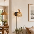 thumbnail image 4 of Hand Woven Rope Wall Sconce Light, Rustic Hemp Rope Lampshade Wall Lamp with US Plug, Farmhouse Indoor Wall Light for Bedroom Bedside Living Room Dining Room Decor Lighting, 4 of 7