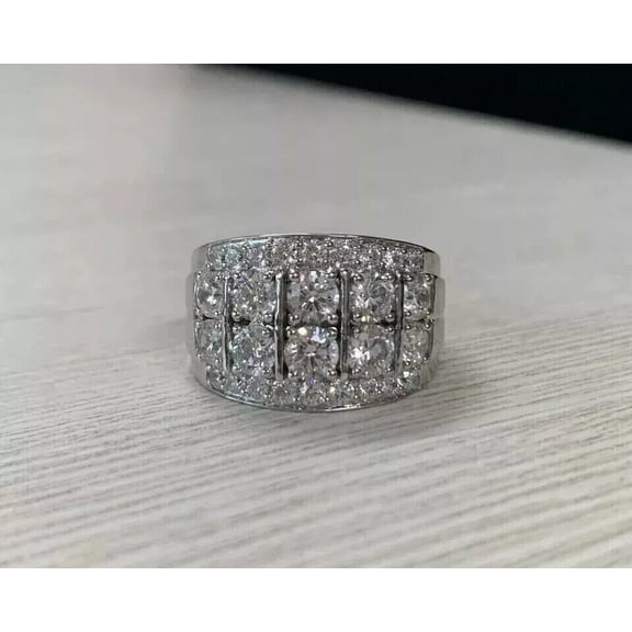 Elegant Propose Band Ring For Him 2.00Ct Round Cut Lab Created VVS1/D Diamond 14K White Gold Plated Silver