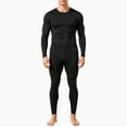 thumbnail image 2 of PatPat Thermal Underwear for Men Long Sleeve Warm Base Layer Top & Legging 2 Piece Set Loungewear with Soft Brushed Lining, Black, L, 2 of 13