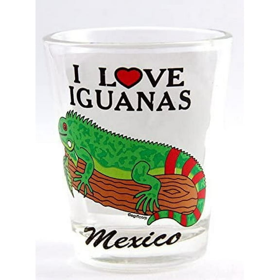 Mexico I Love Iguanas Shot Glass