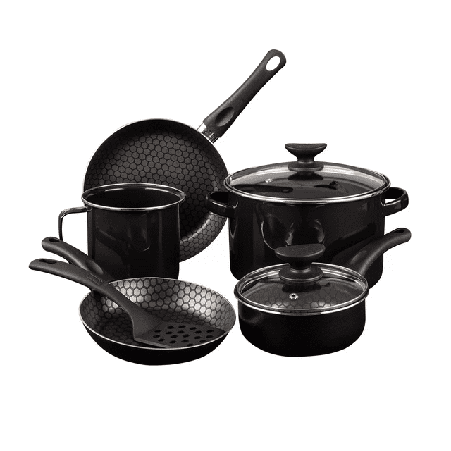 Batería De Cocina de Aluminio Con Antiadherente 8 Piezas Negra
