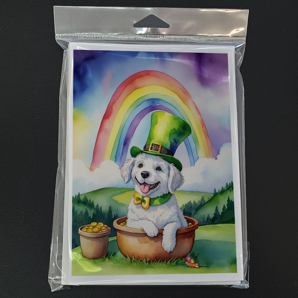 Kuvasz St Patrick's Day Greeting Cards Pack of 8 7 in x 5 in