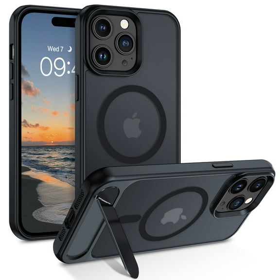 VENINGO Magnetic for iPhone 14 Pro Case with Stand , Drop Protection Shockproof Slim Translucent Matte Protective Cover for iPhone 14 Pro 6.1", Black