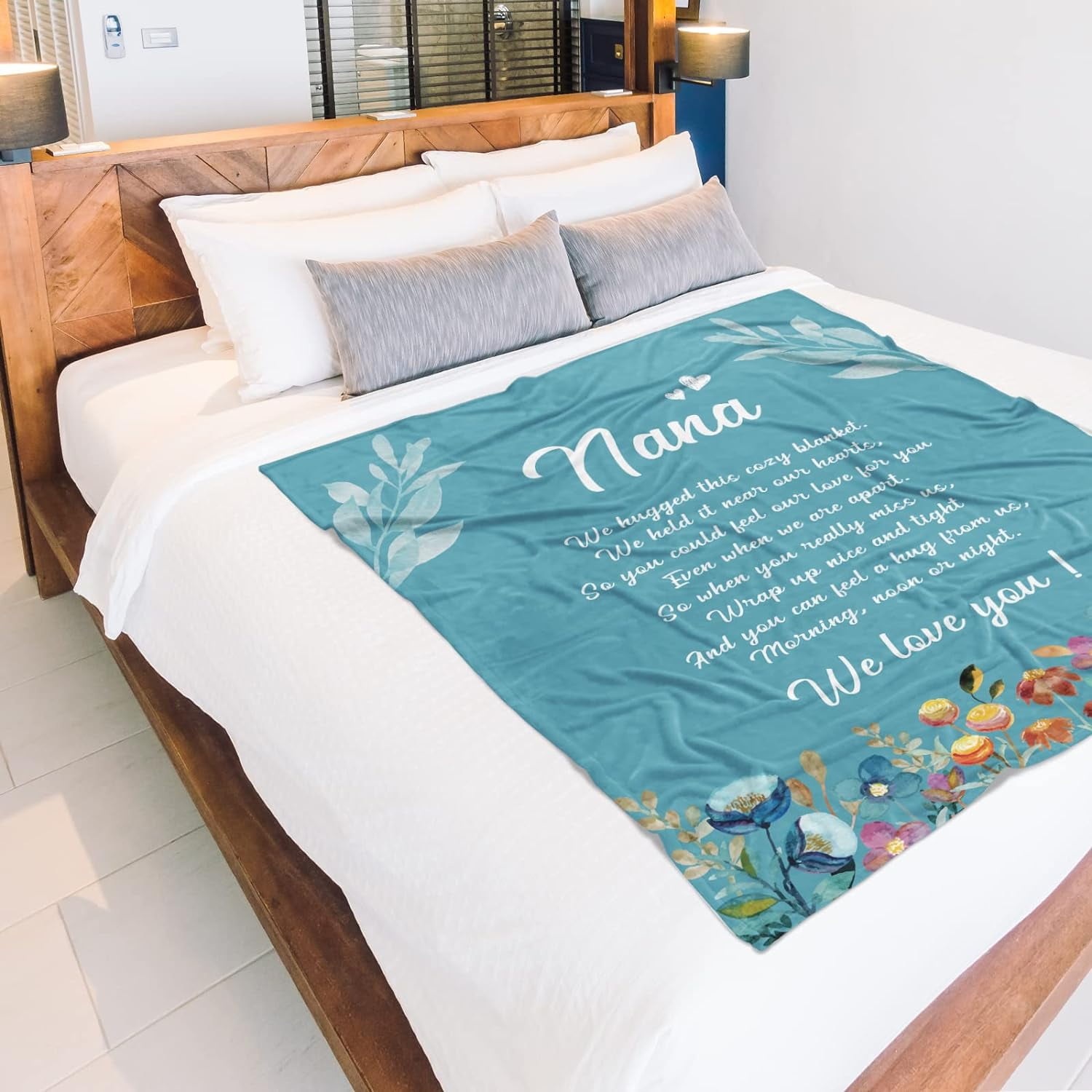 NICKSUN Blanket Gifts for Nana, Nana Birthday Gifts, Mother's Day Gifts for Nana Grandma from Grandkids, We Love You Throw Blankets Presents 50" x 60"