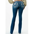 thumbnail image 3 of Grace In LA Women's Western Stars Feathers Embroidered Bootcut Stretch Jeans (25, Blue Stonewashed), 3 of 3