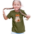 thumbnail image 3 of Girly Ghost & Orange Bow Shirt for Kids and Toddlers Cute Halloween Graphic T-Shirt Military Green Shirt 3T, 3 of 5