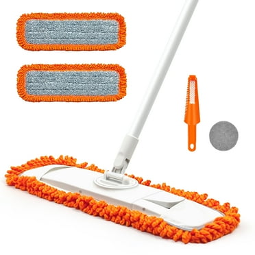 JEHONN Microfiber Dust Mop with 1 Pads for Wet Dry Floor Cleaning (Orange)