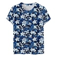 thumbnail image 4 of DHFJKG Women's Floral Summer Beach Top Short Sleeve Casual Crew Neck Loose Fit T Shirt Vacation Boho Tee Versatile Tops, 4 of 4