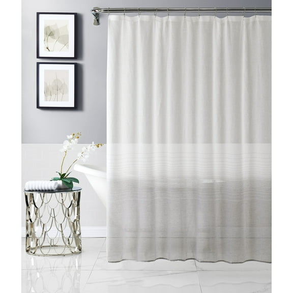 Dainty Home Linea Grey 3D Ombre Textured Weaved Linen Look Ombre Striped Designed Shower Curtain 70 x 72