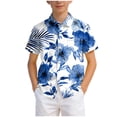 thumbnail image 6 of Ulanda Boys Hawaiian Shirts Casual Summer Short Sleeve Button Down Aloha Dress Beach Tee Tops Kids Hawaii Shirts for 5-14 Years (Dark Blue, 9-10 Years), 6 of 7